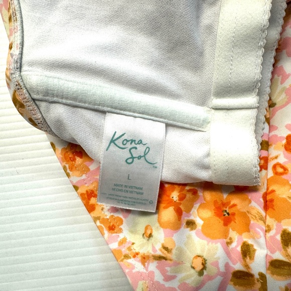 Kona Sol Orange Floral Swimsuit Size Large - Picture 7 of 10